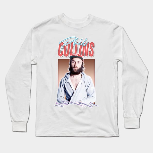 Phil Collins / Vintage Style Aesthetic Fan Art Design Long Sleeve T-Shirt by DankFutura